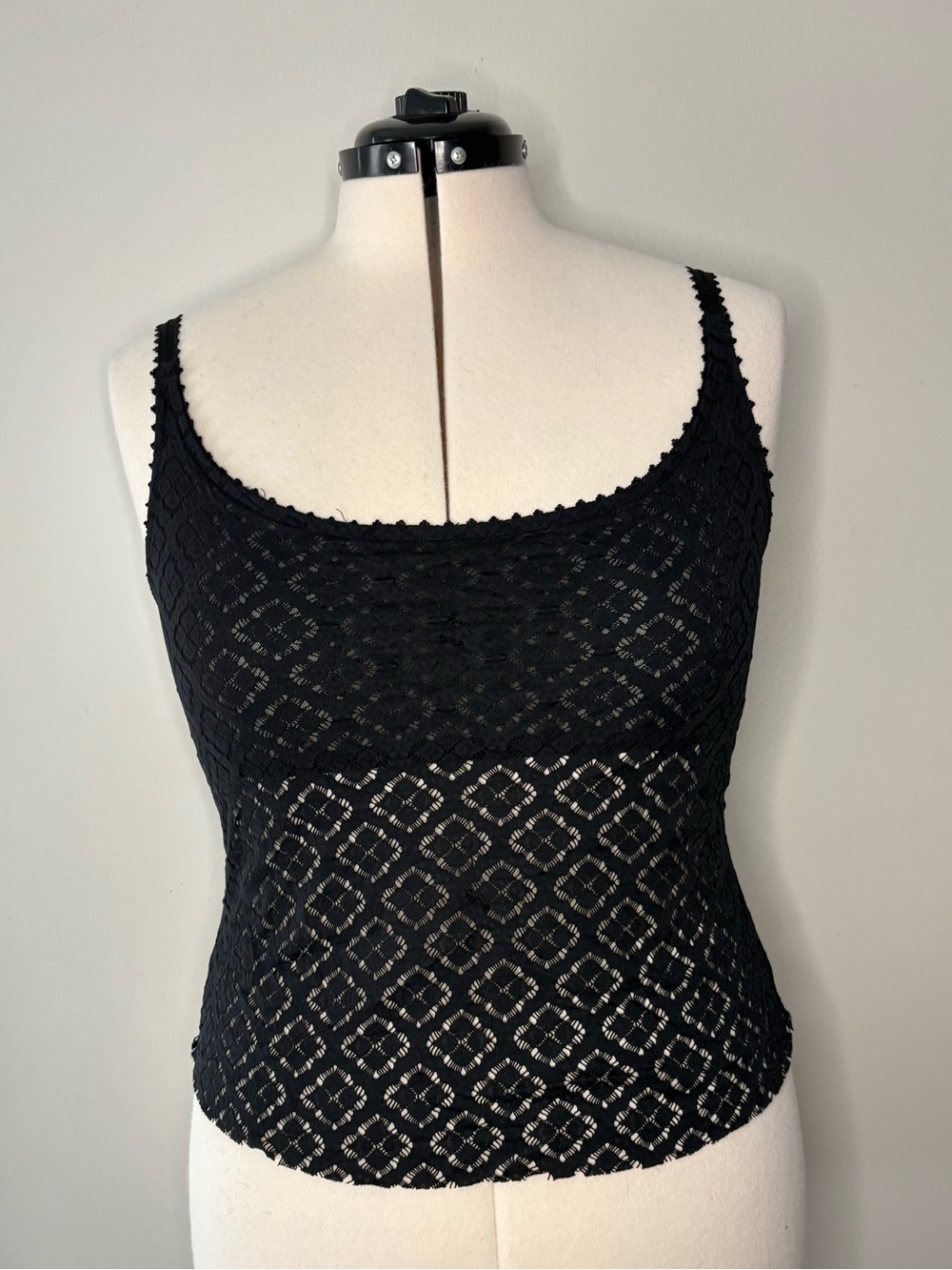 Donna Karan Black Lace Crochet Camisole